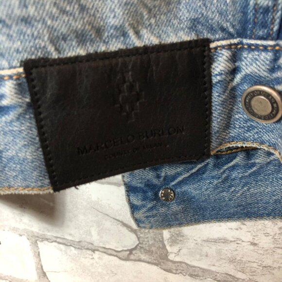 MARCELO BURLON County of Milan Men's Blue Denim Jacket SMALL CWYE004F18876207 - Picture 7 of 8
